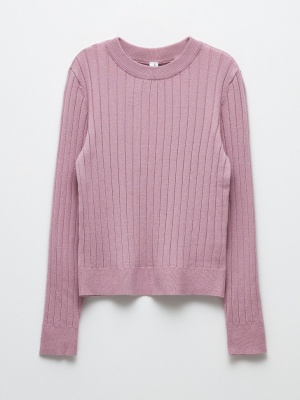 Вязаный джемпер для девочек (розовый, 134) Sela  фото, kupilegko.ru